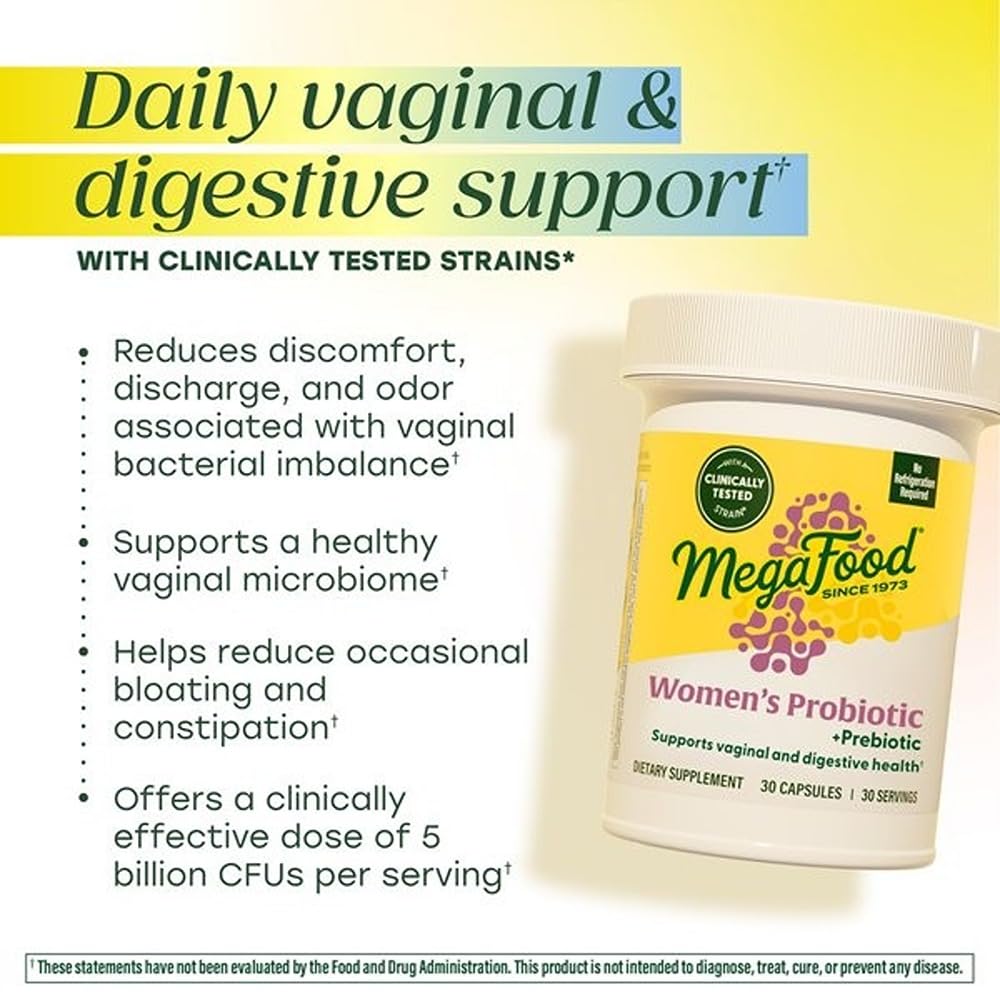 MegaFood Women's Probiotic 5 Billion CFU 30 Capsules side view