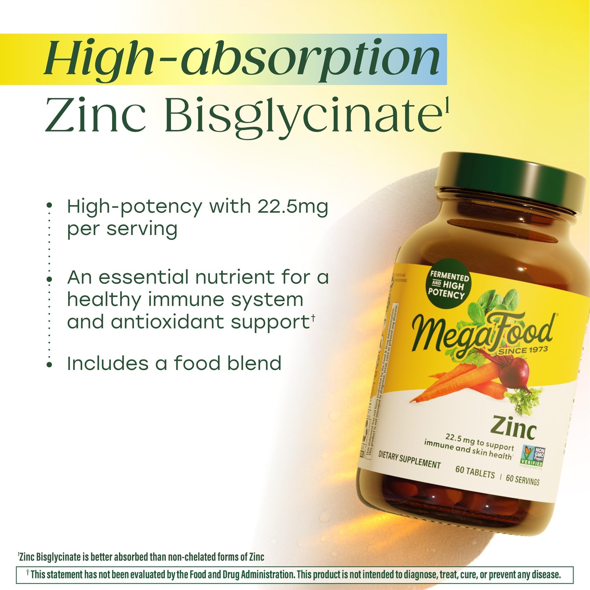MegaFood Zinc Supplement ingredients list on packaging