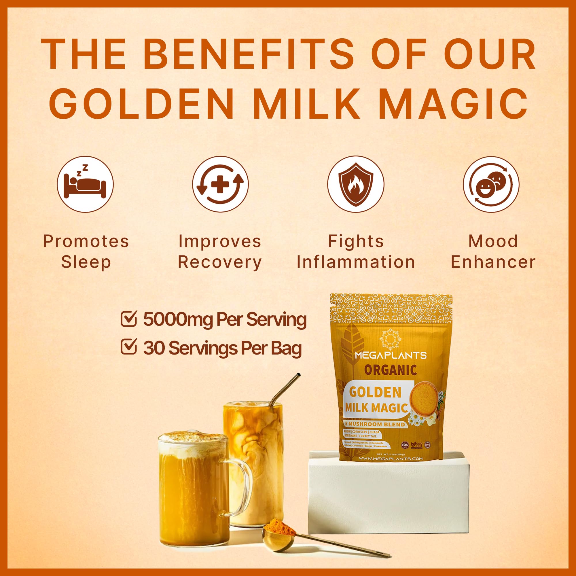 MEGAPLANTS Golden Milk Magic 12 in 1 supplement ingredients list