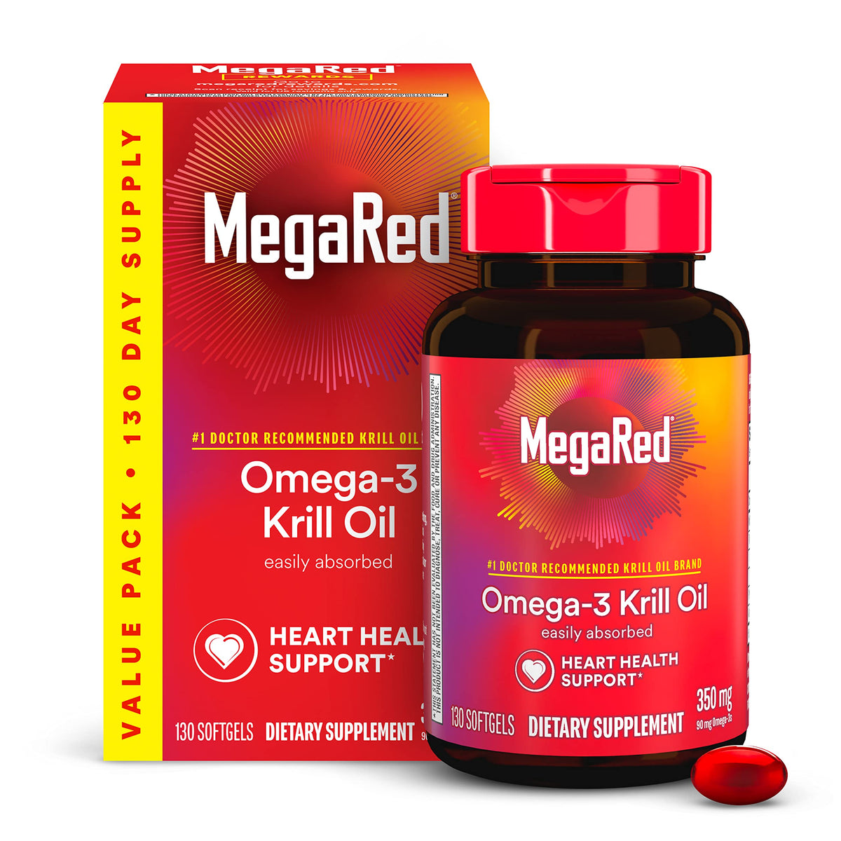 MegaRed Krill Oil 350mg front view of packaging