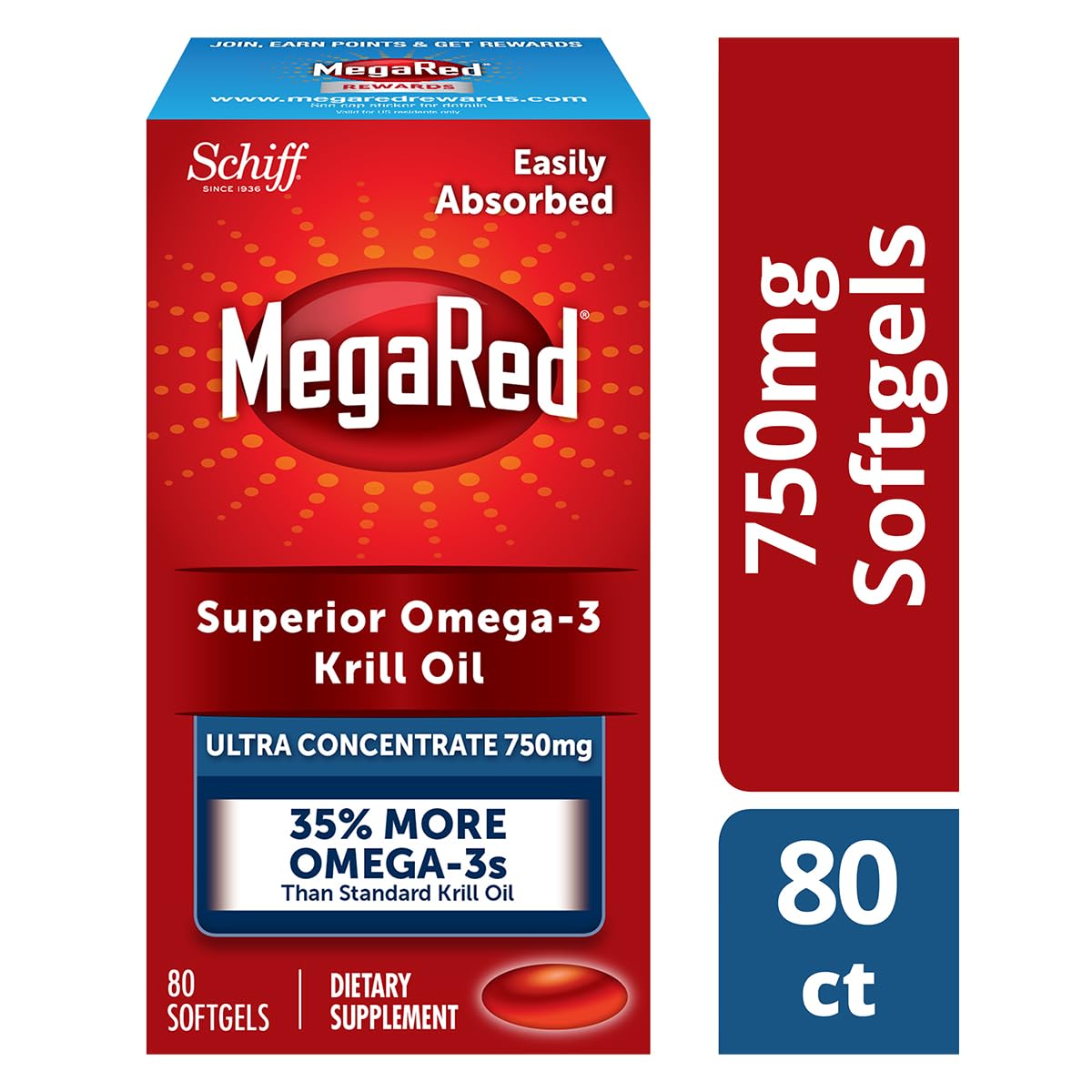 MegaRed Krill Oil 750mg softgel packaging