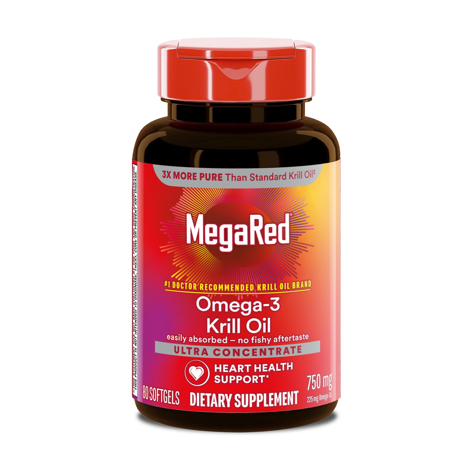 MegaRed Krill Oil 750mg softgel side view