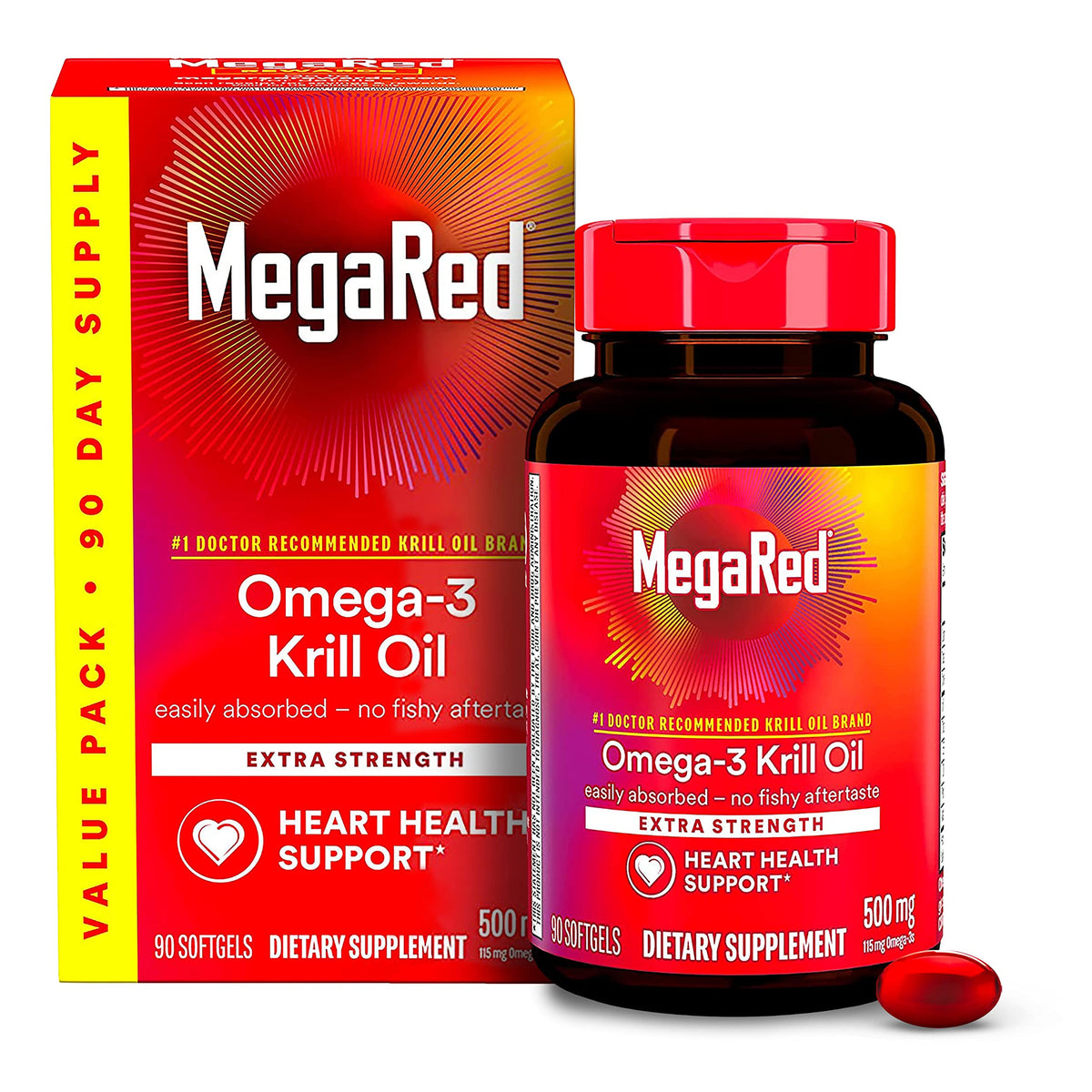 MegaRed Omega 3 Krill Oil 30 Softgels front view