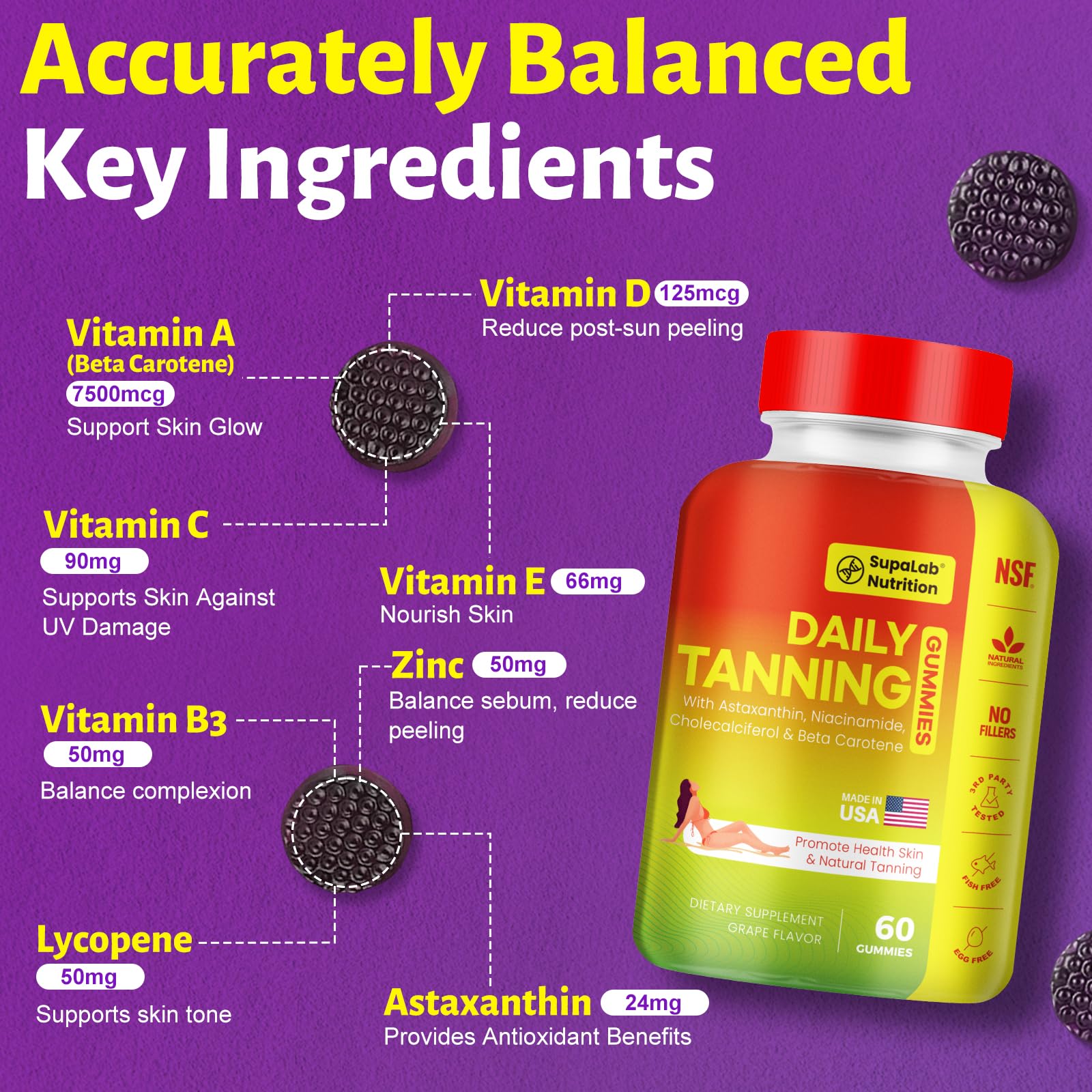 MEGNETA Astaxanthin Tanning Gummies bottle side view