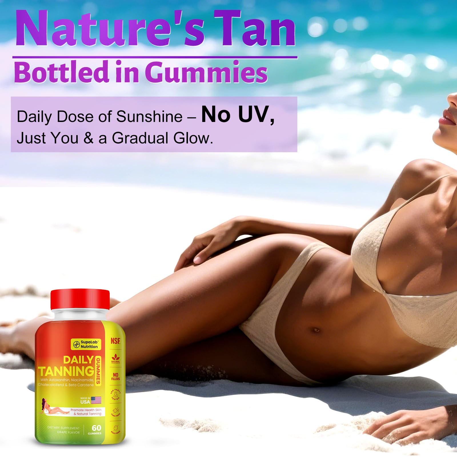 MEGNETA Astaxanthin Tanning Gummies bottle with soft gummies