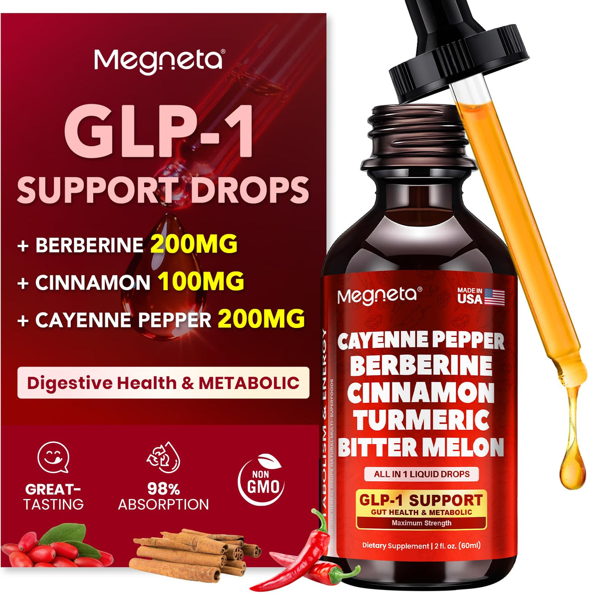 MEGNETA Berberine Liquid Drops bottle front view