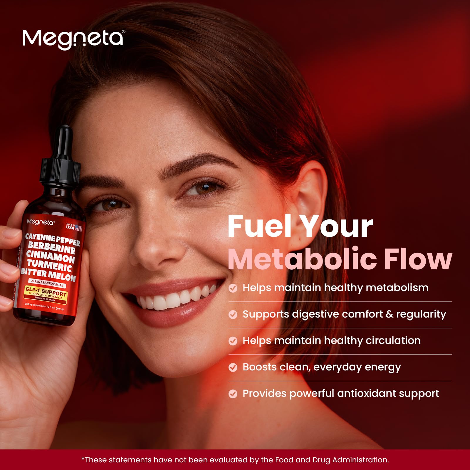 MEGNETA Berberine Liquid Drops on a wooden table