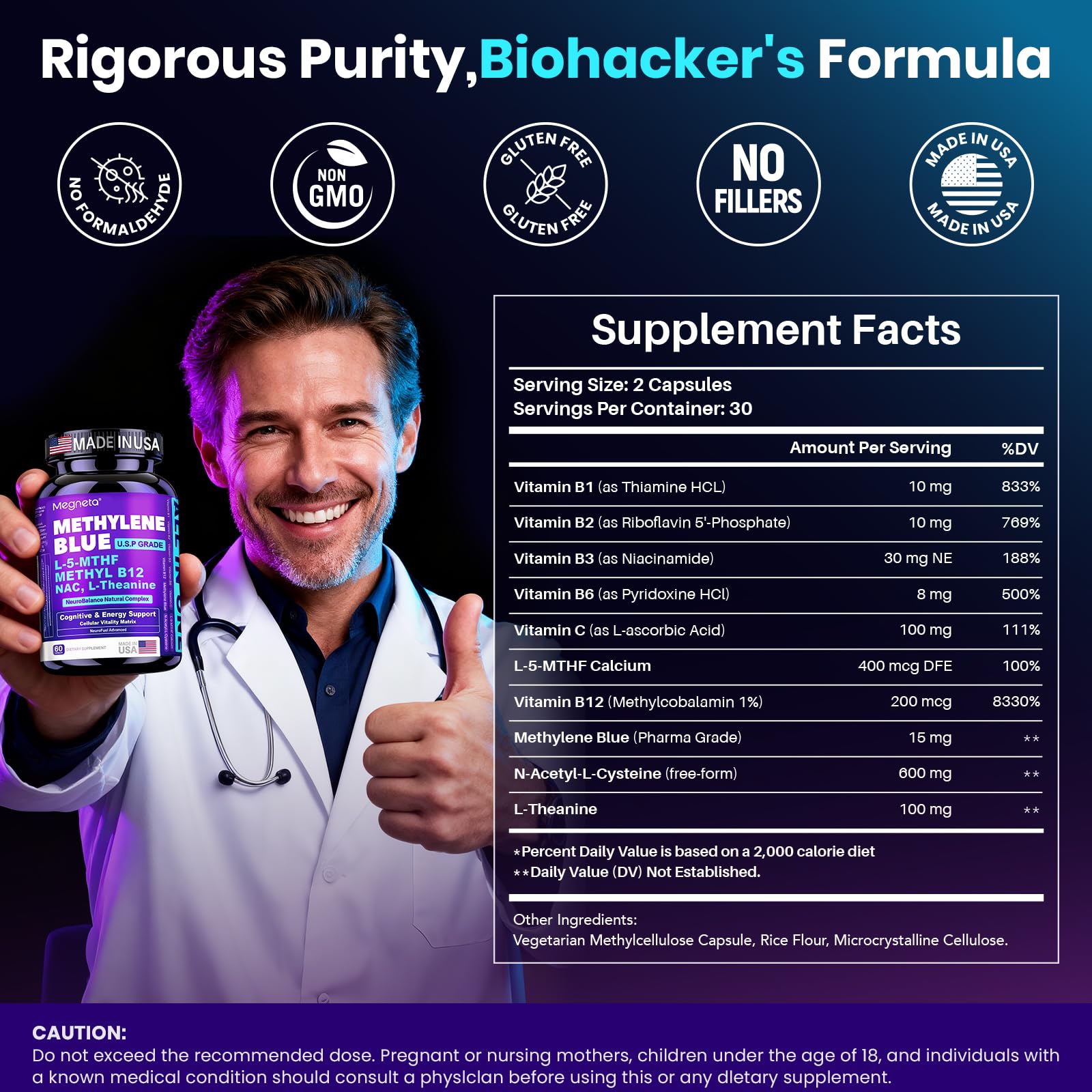 MEGNETA Methylene Blue Neuro-Redox Complex packaging with a clean background