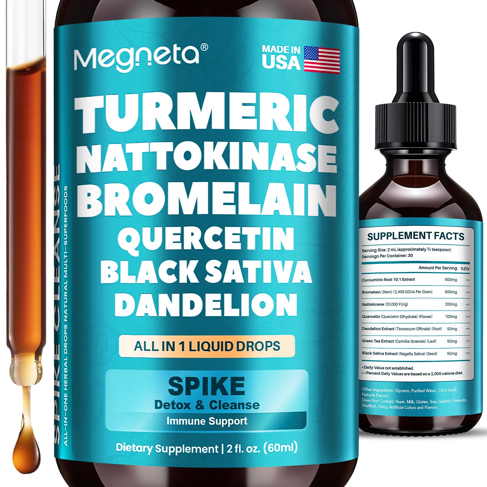MEGNETA Multi-Enzymes 7-in-1 Formula 2 fl oz front view