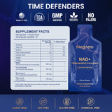 MEGNETA NAD+ Resveratrol Supplement back view showing ingredients