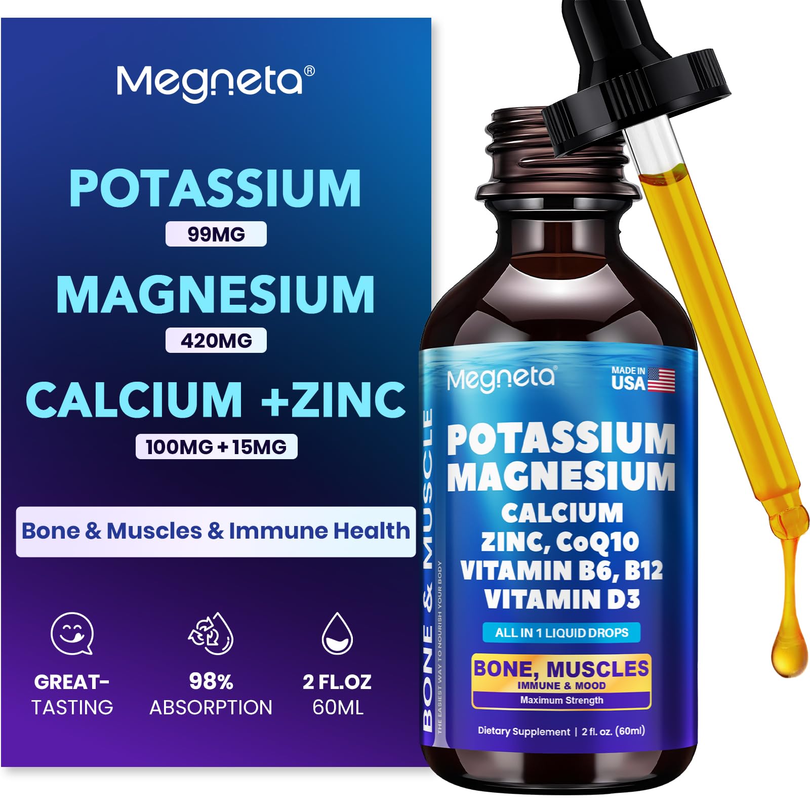 MEGNETA Potassium Supplement liquid bottle front view