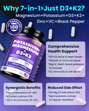 MEGNETA Vitamin D3 K2 Magnesium Potassium Supplement back view