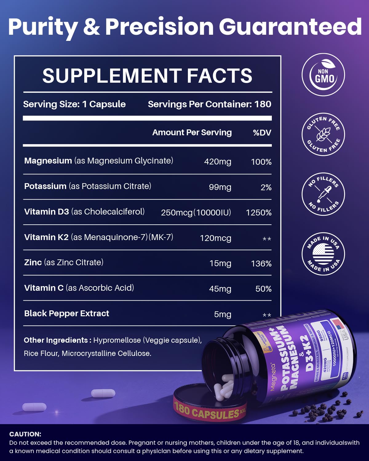 MEGNETA Vitamin D3 K2 Magnesium Potassium Supplement lifestyle scene