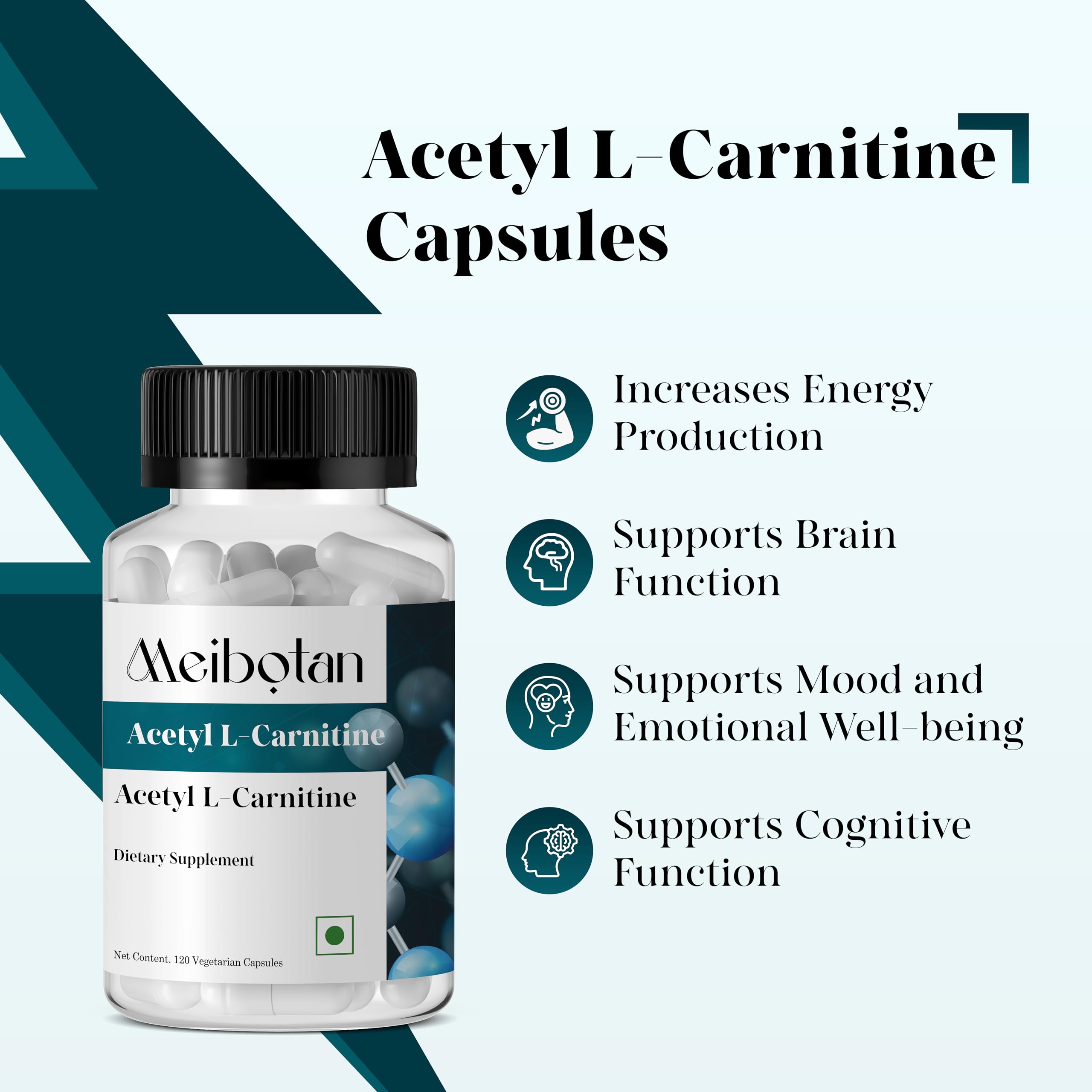 MEIBOTAN Acetyl-L-Carnitine 1000mg capsules with dosage instructions