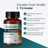 MEIBOTAN L-Tyrosine 500mg Capsules on a wooden surface