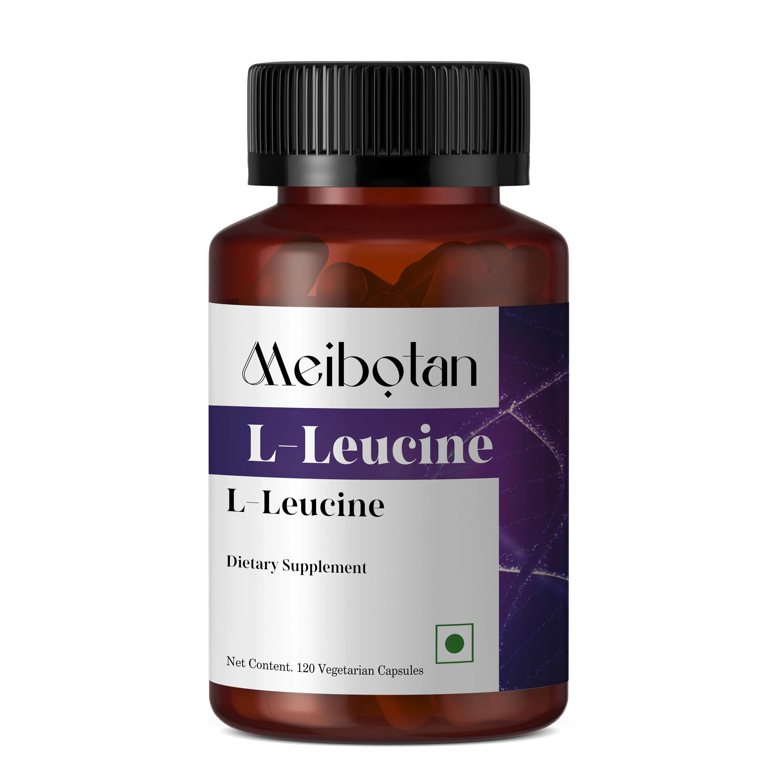 MEIBOTAN Leucine Supplement side view, showing nutritional information