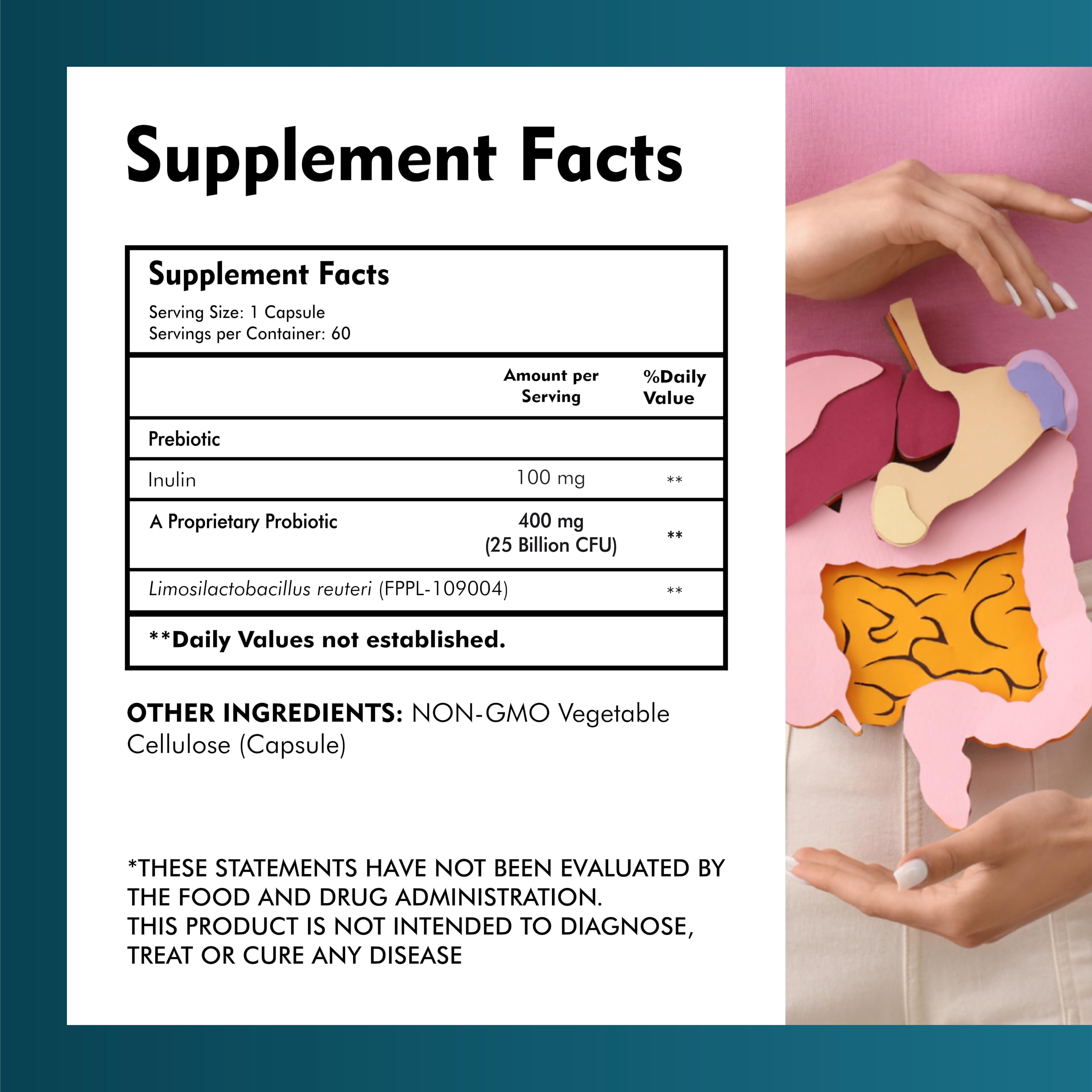 MEIBOTAN Probiotic Supplement 25 Billion CFUs side view
