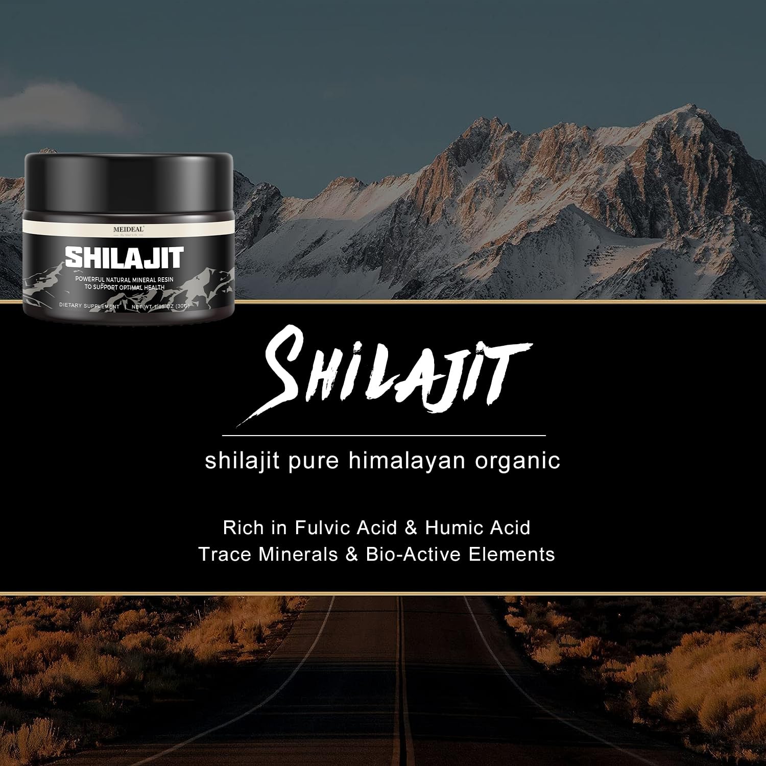 Meideal Organic Shilajit Resin 30g with measuring spoon