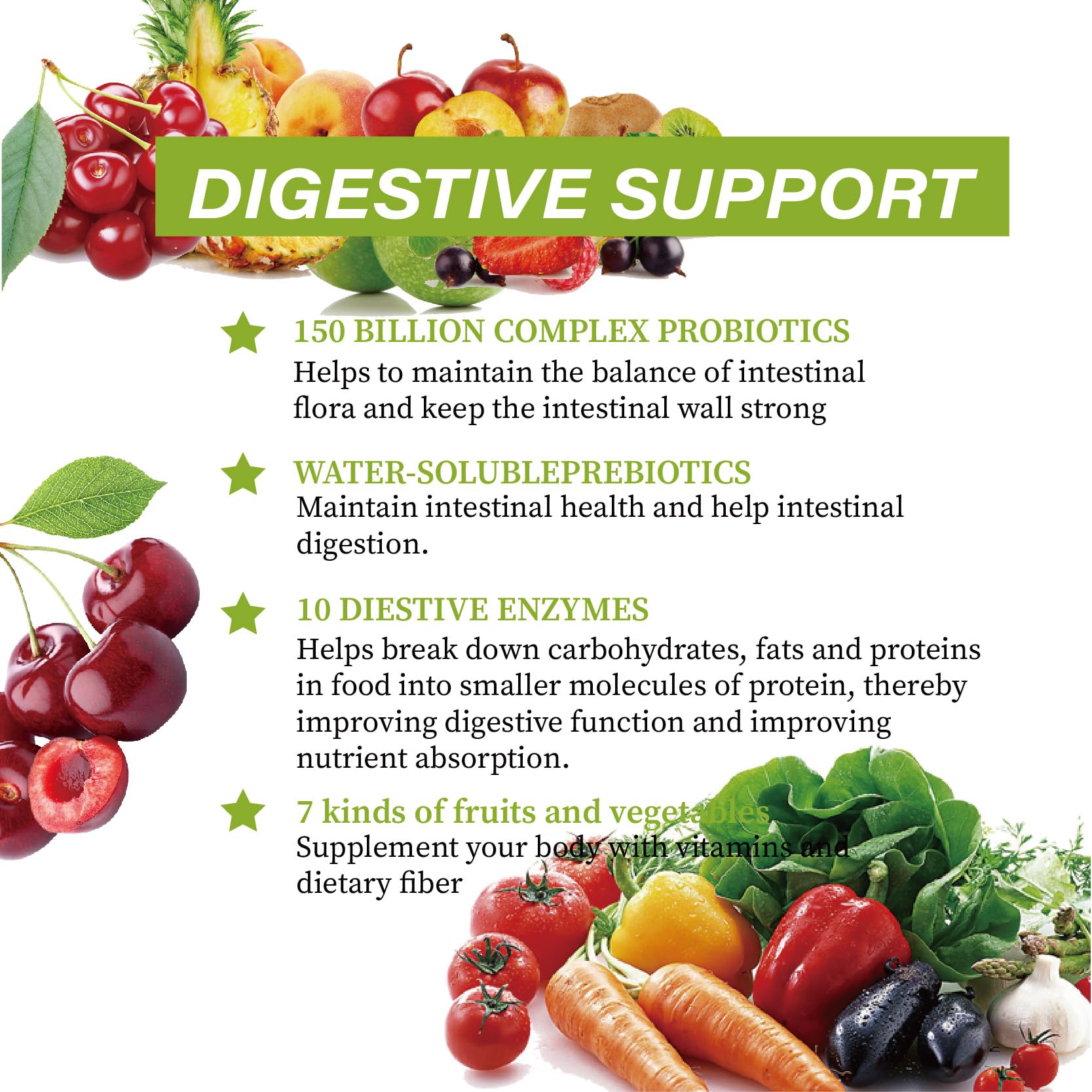 Meidlfesun Probiotic Supplement 150 Billion CFUs with ingredients