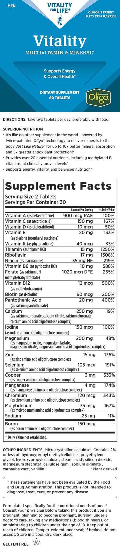 Melaleuca Vitality Multivitamin packaging side view