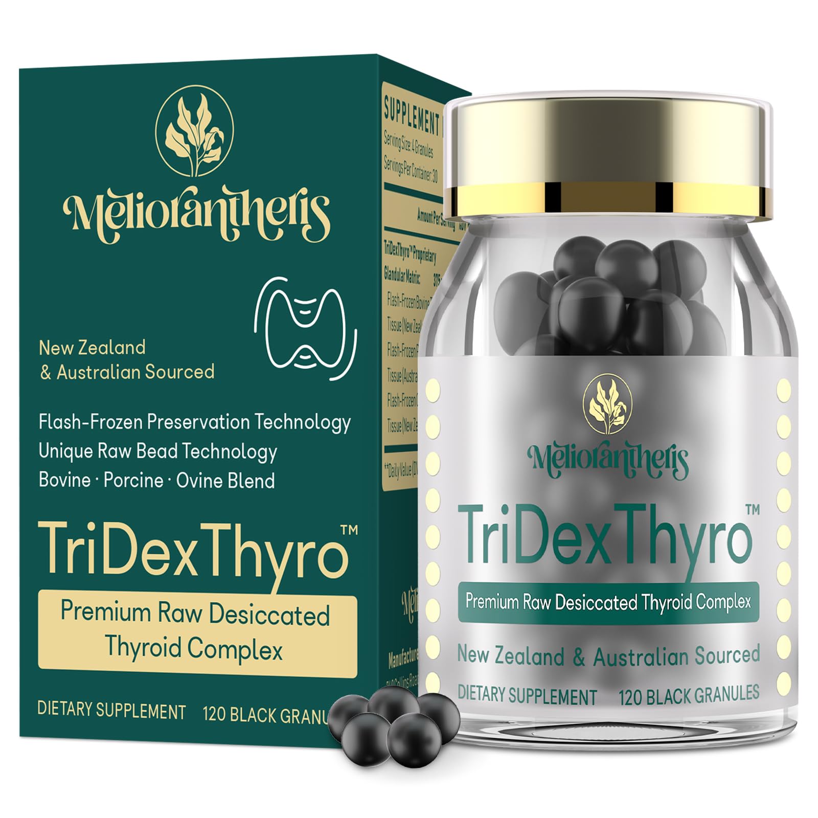 Meliorantheris Thyroid Extract 375mg front view