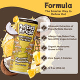 MELTING FOREST Coconut Pineapple Mushroom D-Stress Drink can with tropical background