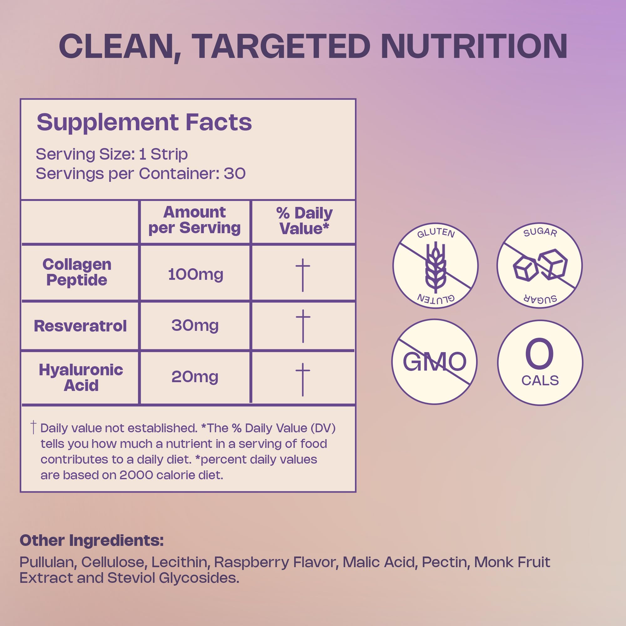 MeltinStrips Collagen Strips with ingredients displayed