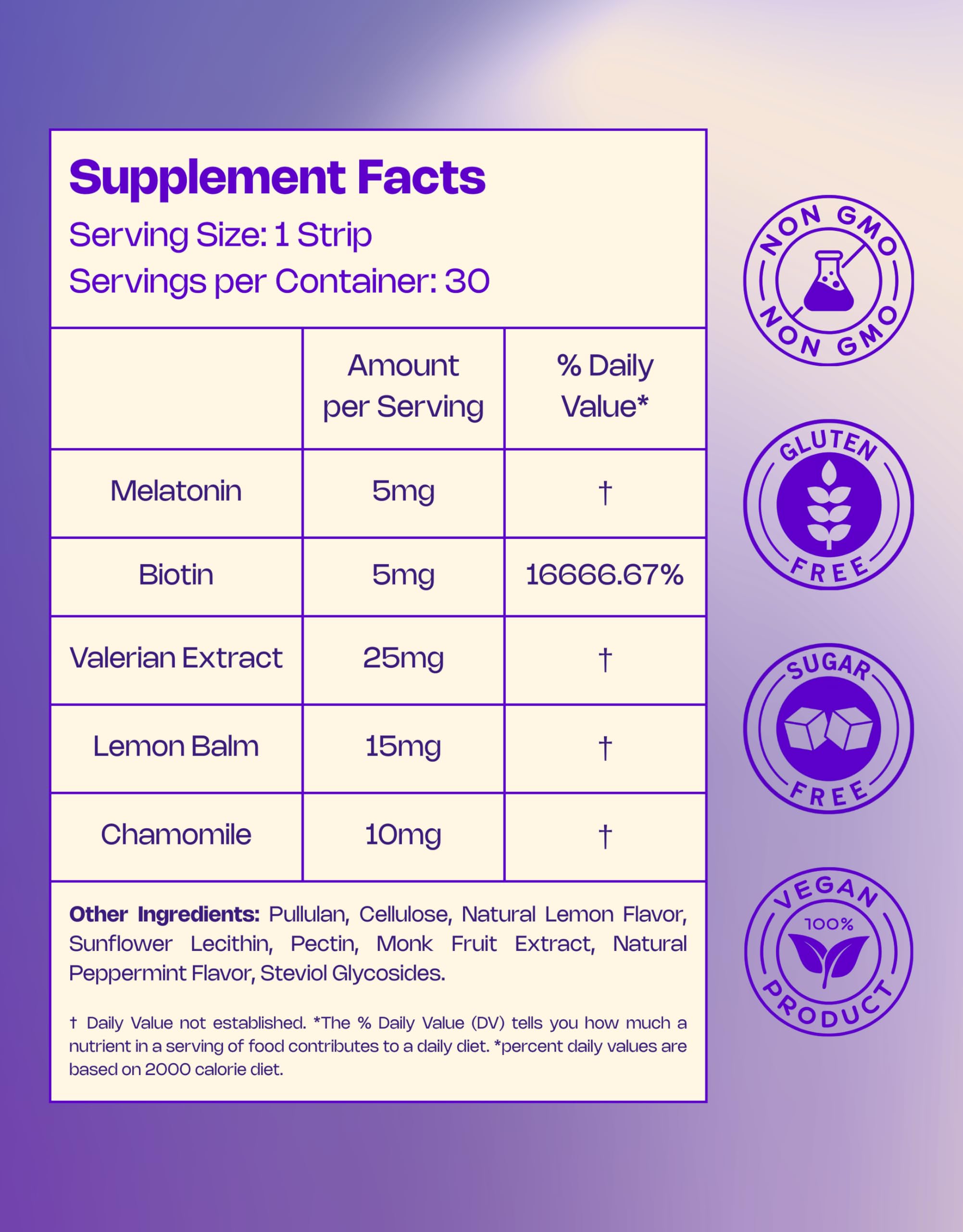 MeltinStrips Sleep Strips with biotin and valerian root