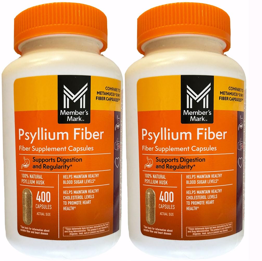 MEMBER'S MARK Psyllium Fiber Capsules front view of packaging