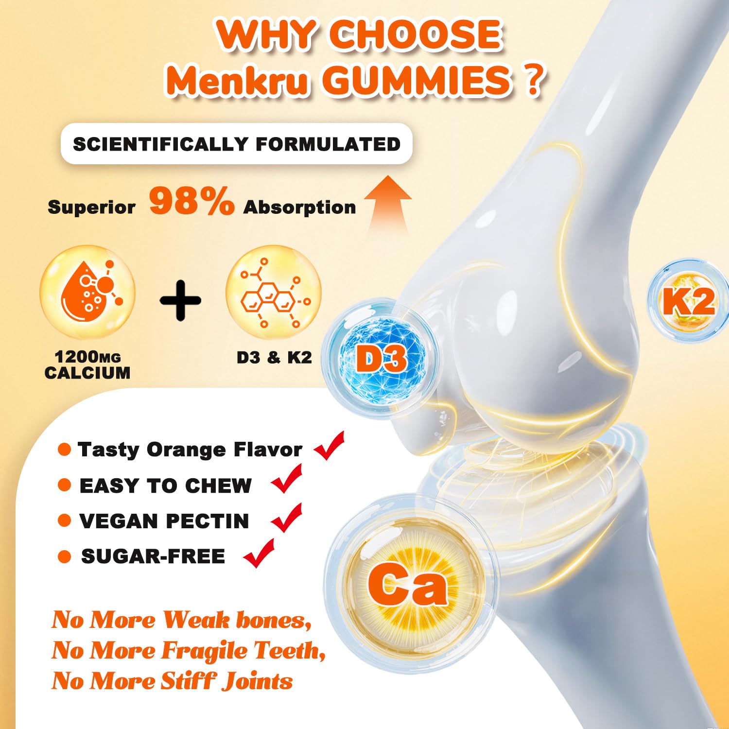 Menkru Calcium Citrate Gummies back view with ingredient list