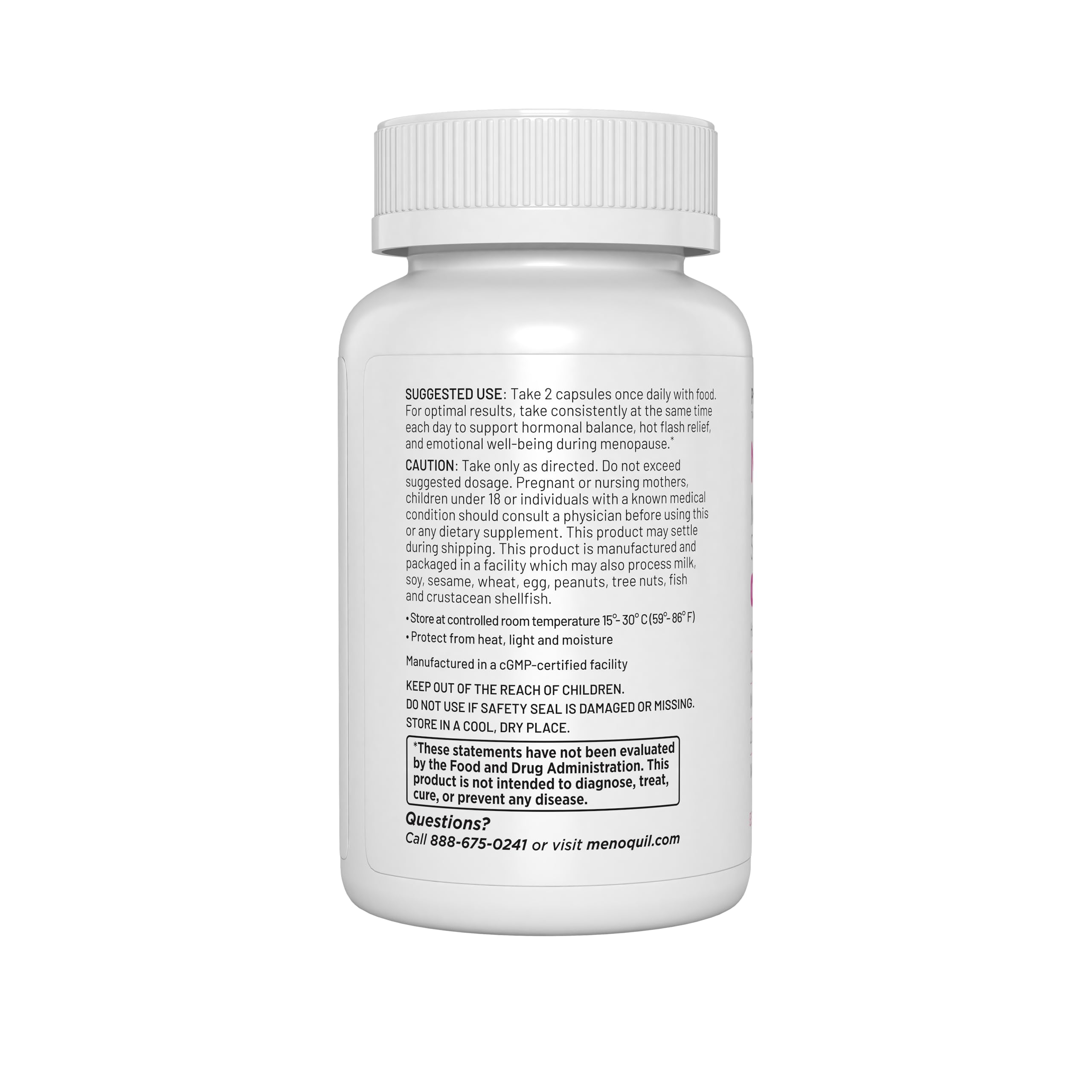 Menoquil Natural Menopause Support Supplement bottle side view