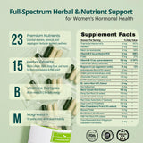 MenstrEaze PMS Support Supplement lifestyle shot with herbal ingredients