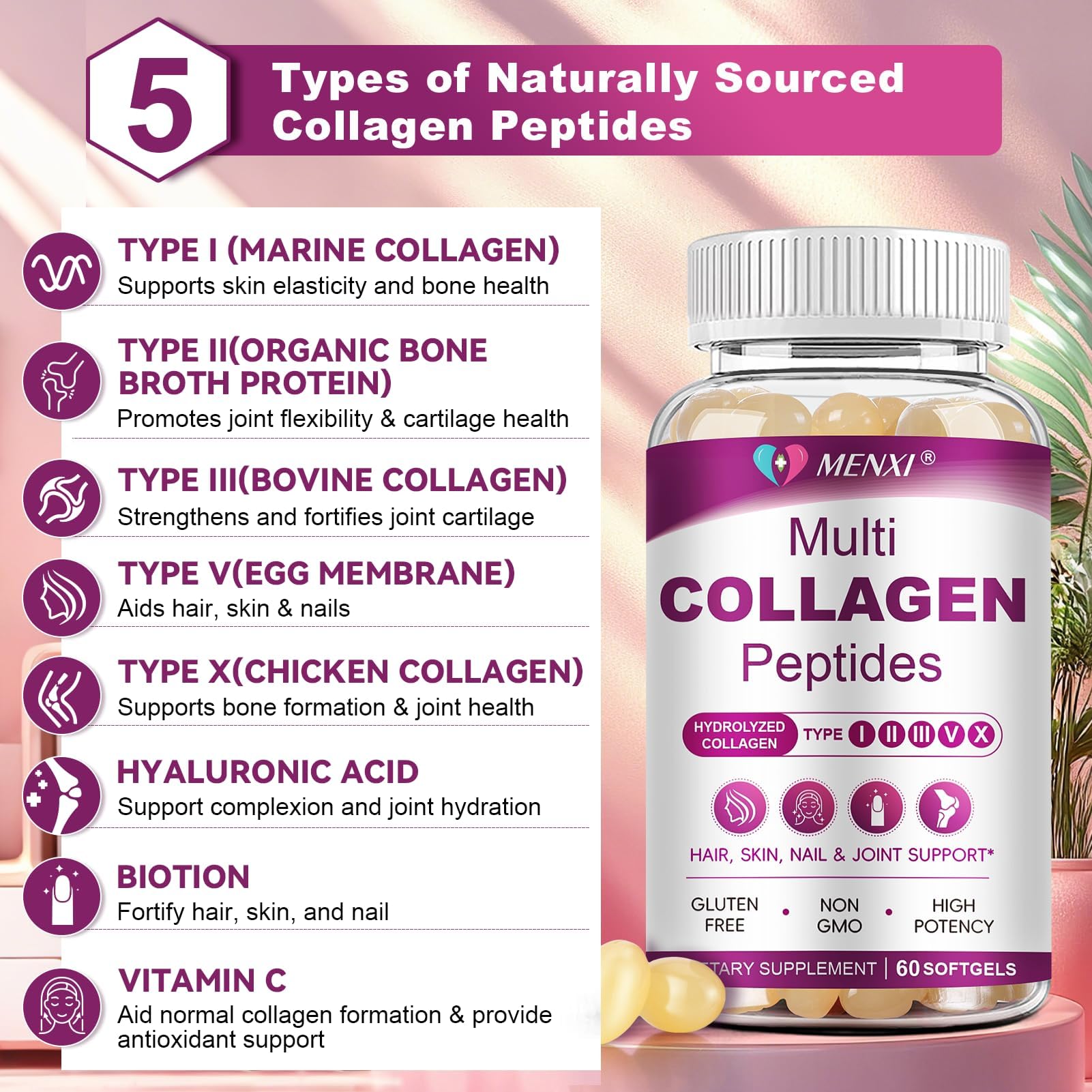 MENXI Collagen Supplement softgel close-up