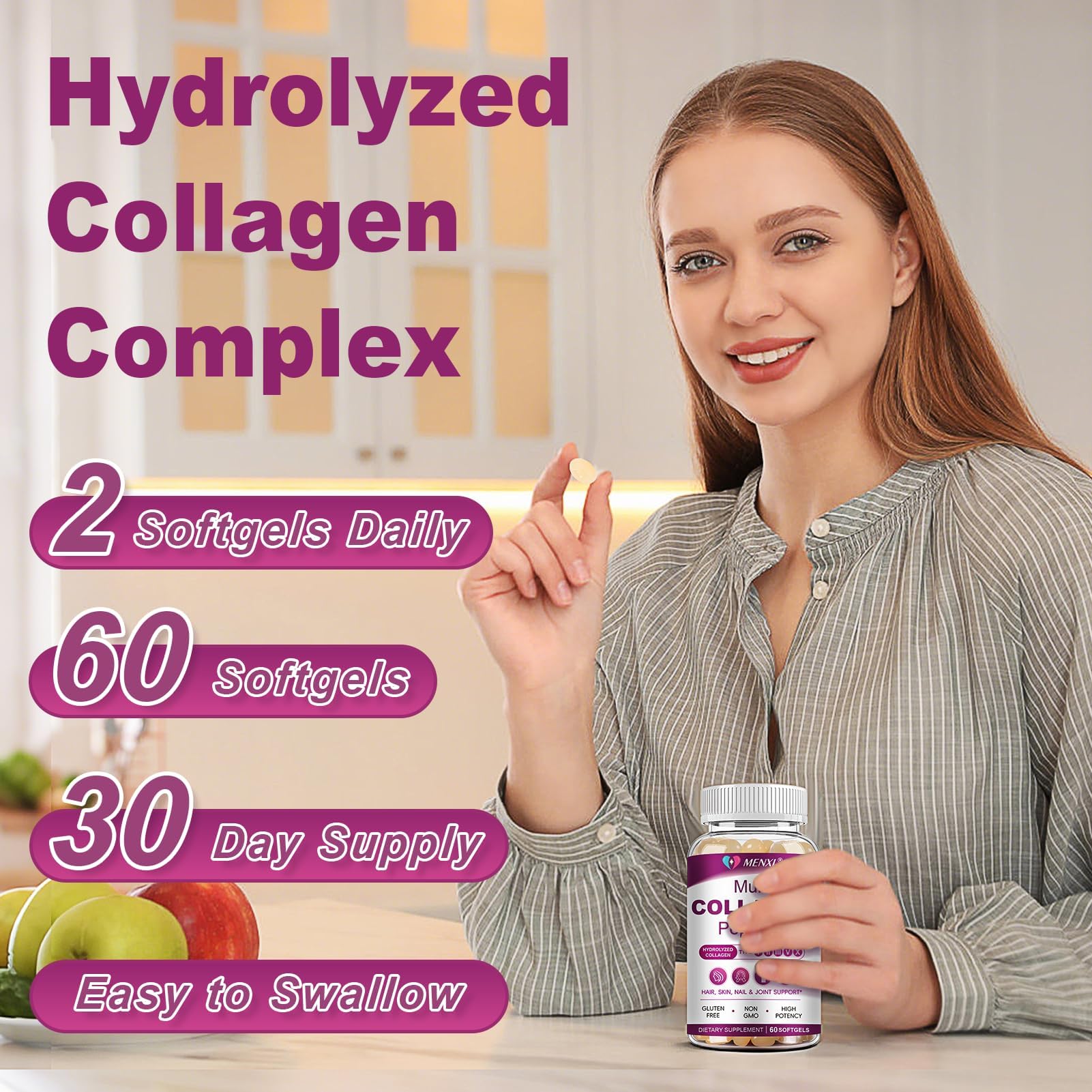 MENXI Collagen Supplement softgels in hand