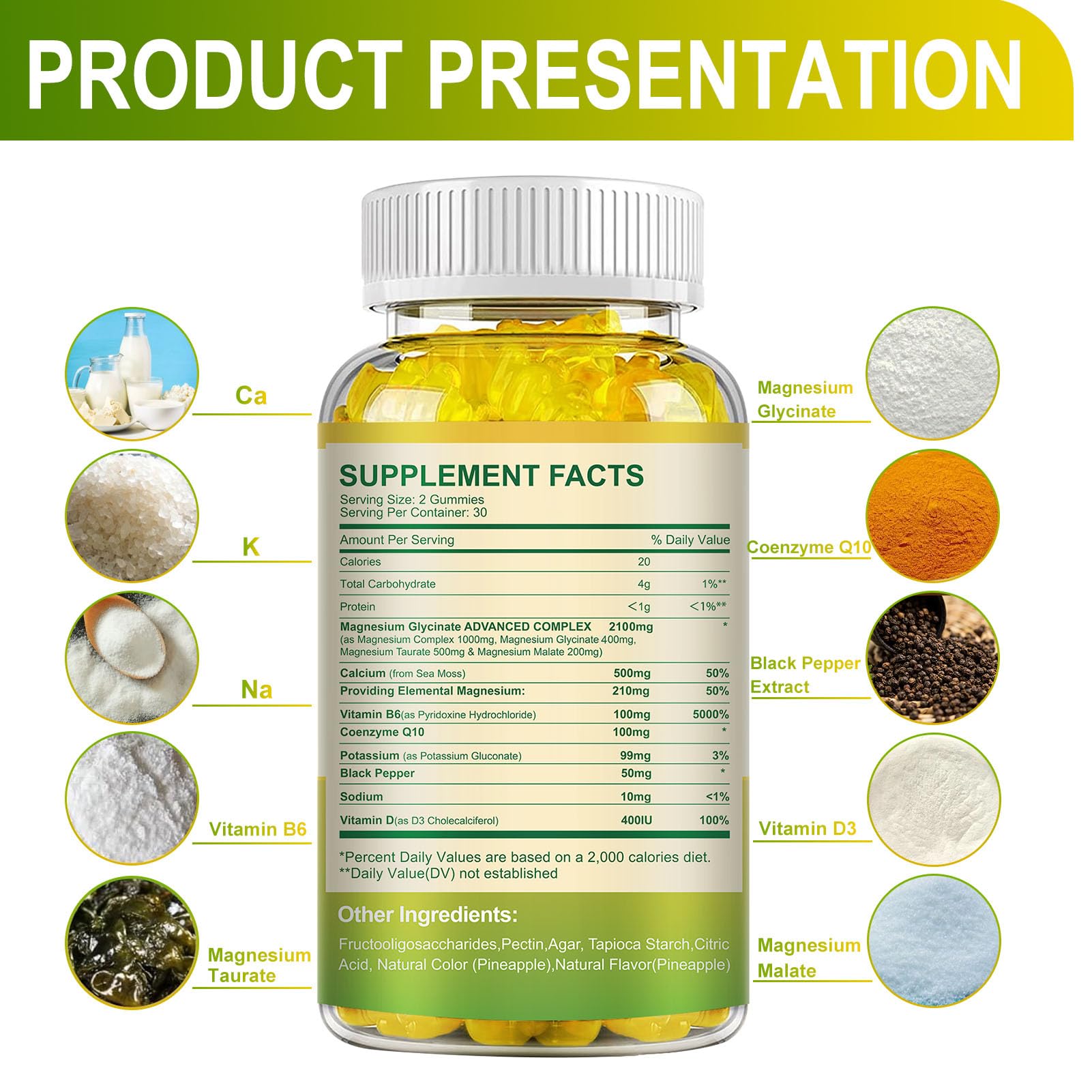 MENXI Magnesium Gummies 400mg Glycinate packaging side view