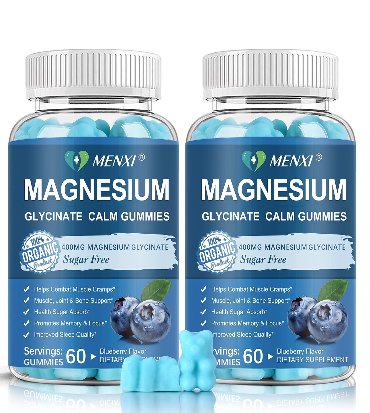 MENXI Magnesium Gummies bottle front view with 60 gummies