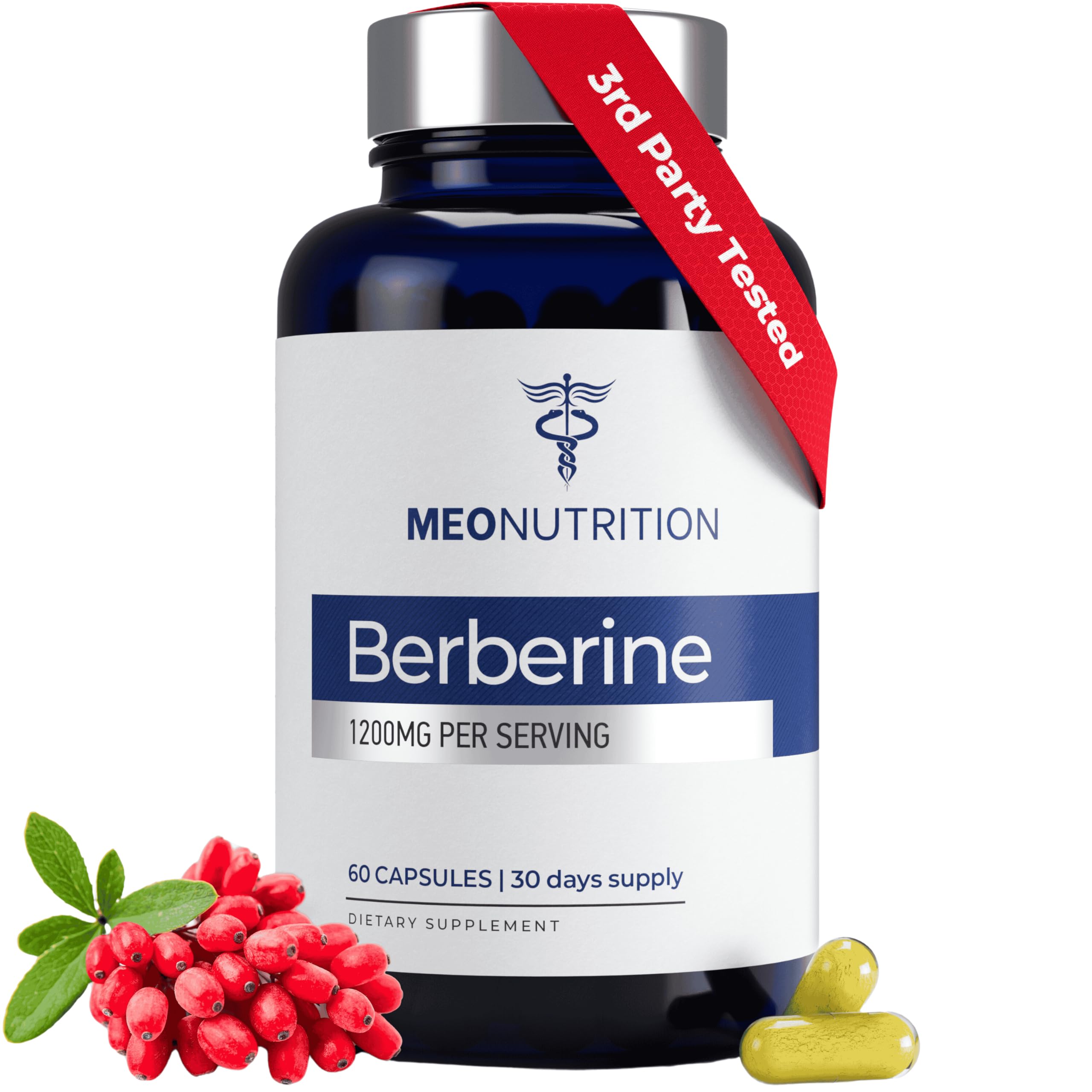 Meo Nutrition Berberine HCI Capsules 1200mg front view