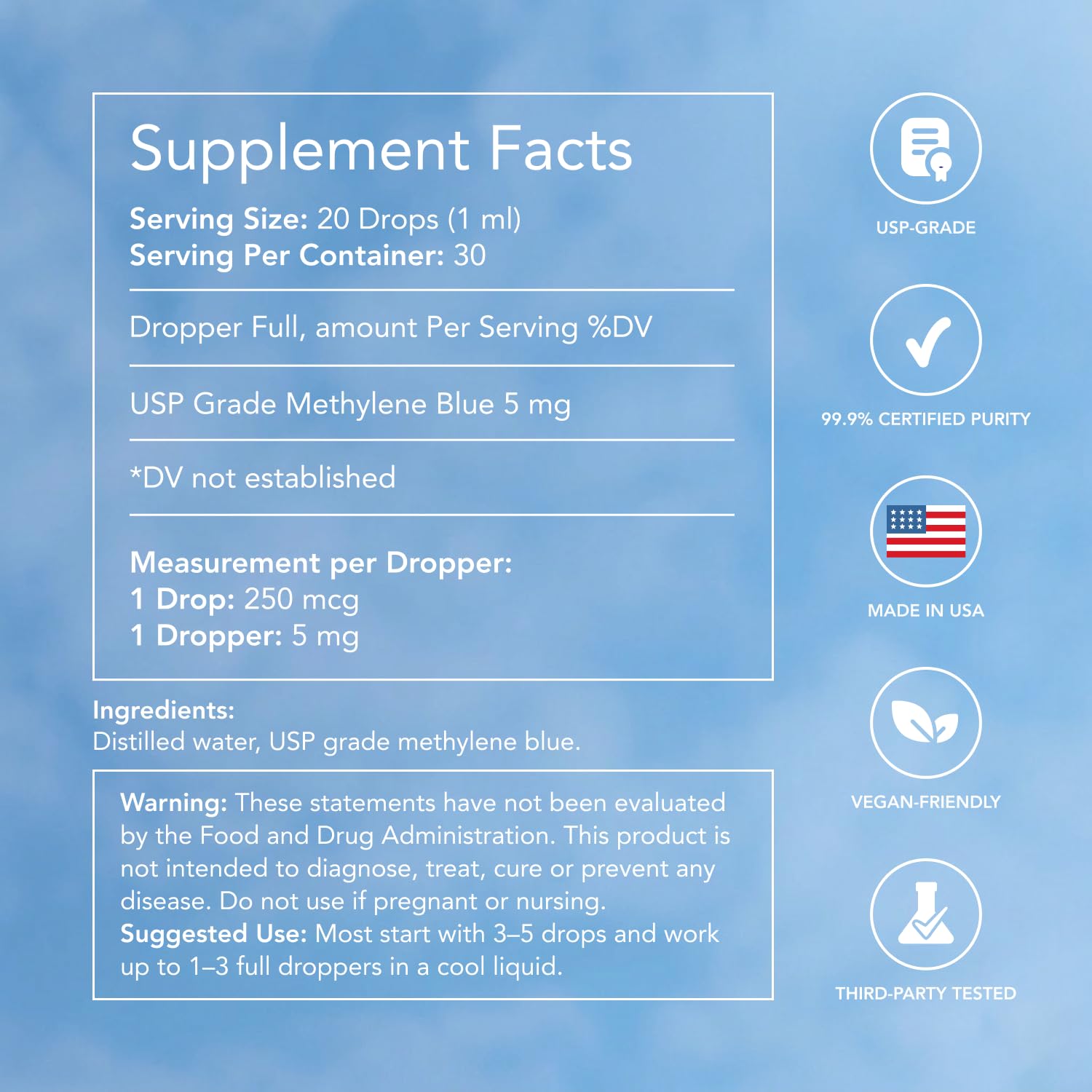 Meraki Medicinal Methylene Blue Drops ingredients overview