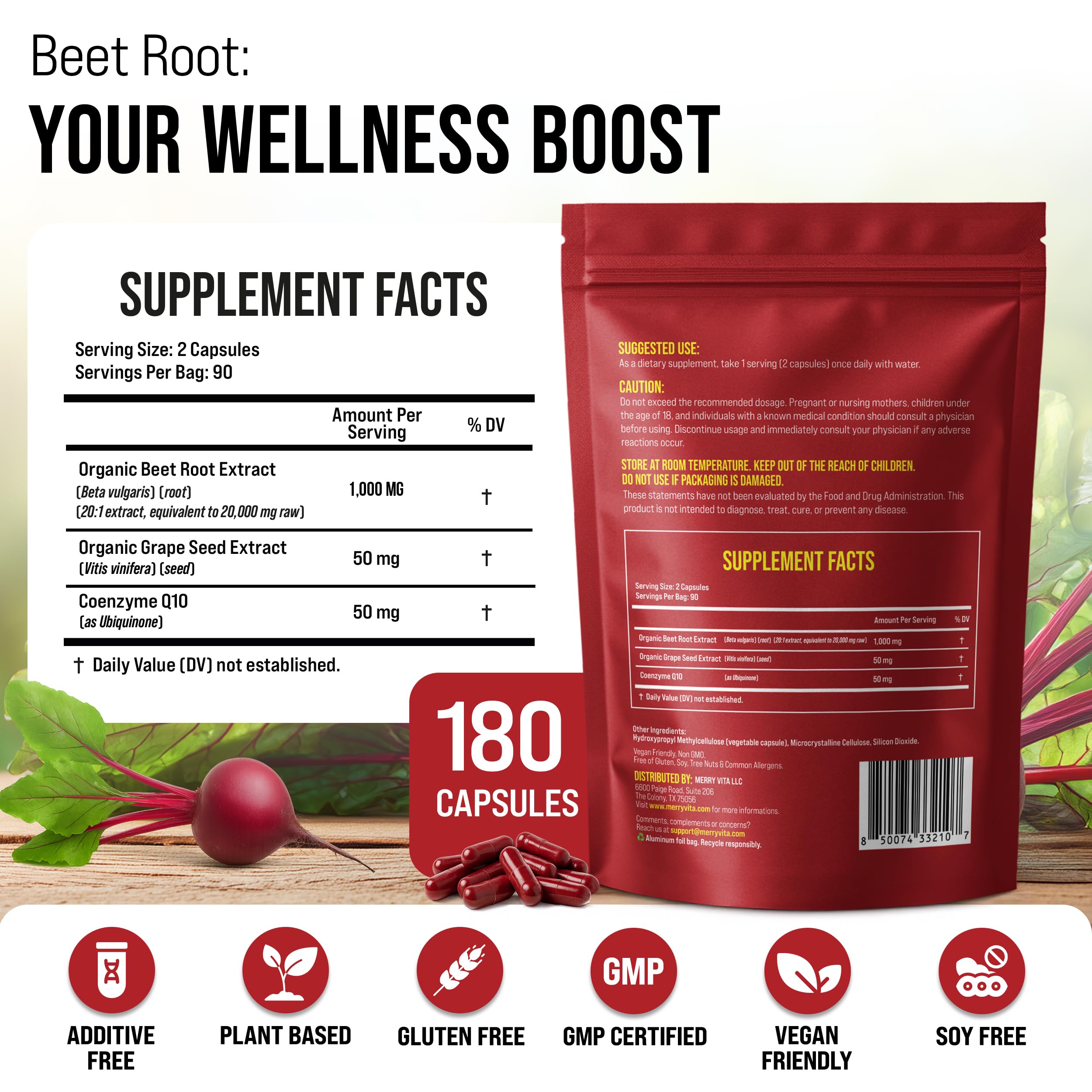 MERRY VITA Grape Seed Extract Capsules bottle with label