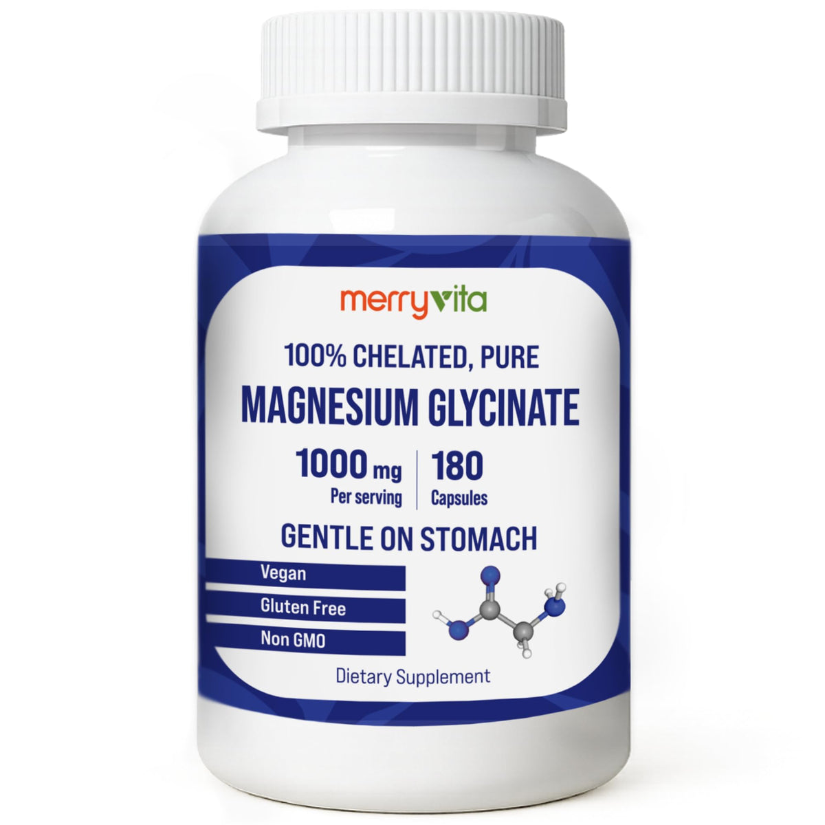 MERRY VITA Magnesium Glycinate 1000mg 120 Capsules front view