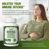MERRY VITA Moringa Capsules opened bottle with capsules spilling out