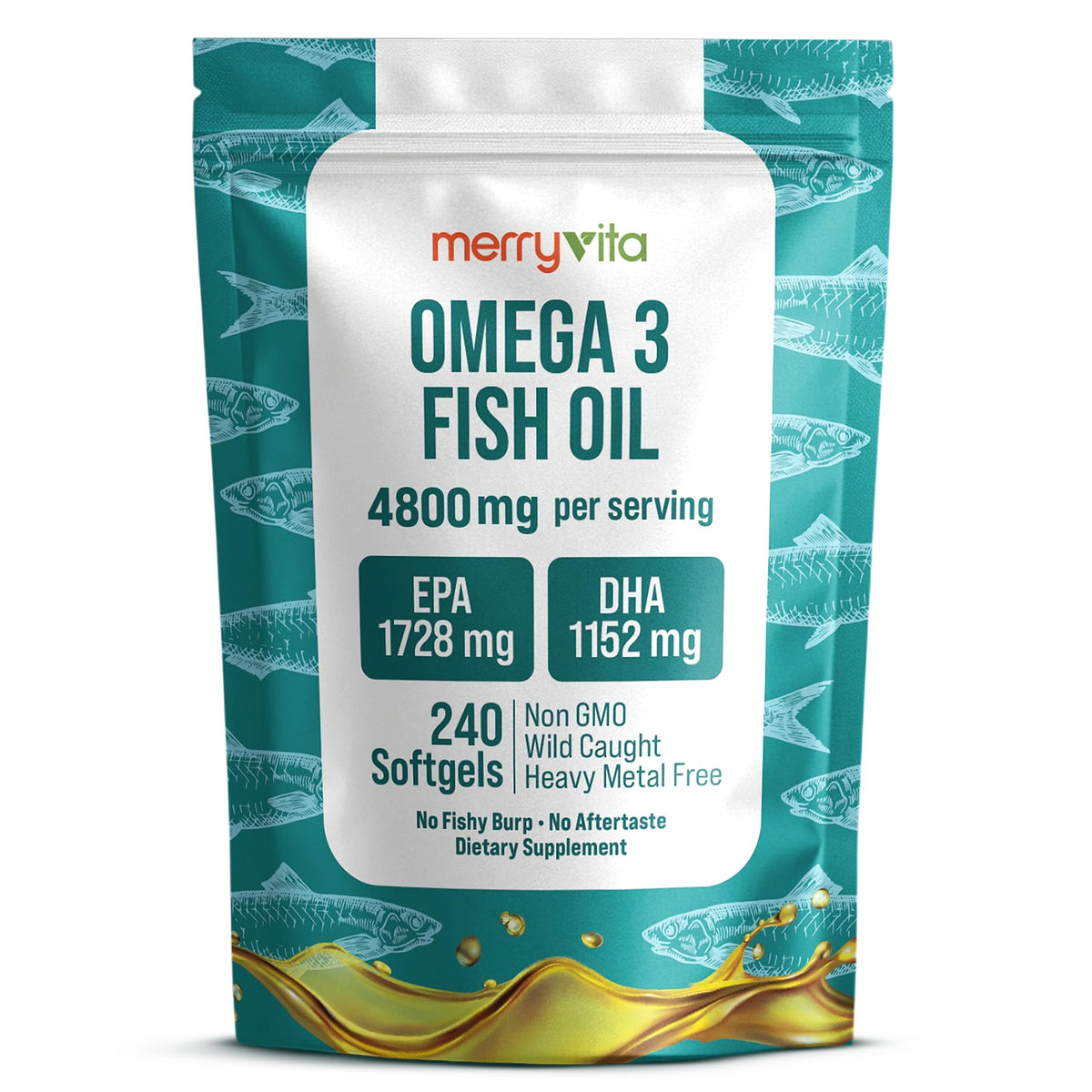MERRY VITA Omega-3 Fish Oil 4800mg softgels front view