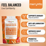 MERRY VITA Saw Palmetto & Pumpkin Seed Oil on a table with natural background