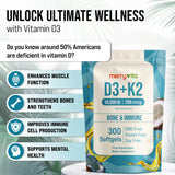 MERRY VITA Vitamin D3 + K2 Softgels close-up of softgel