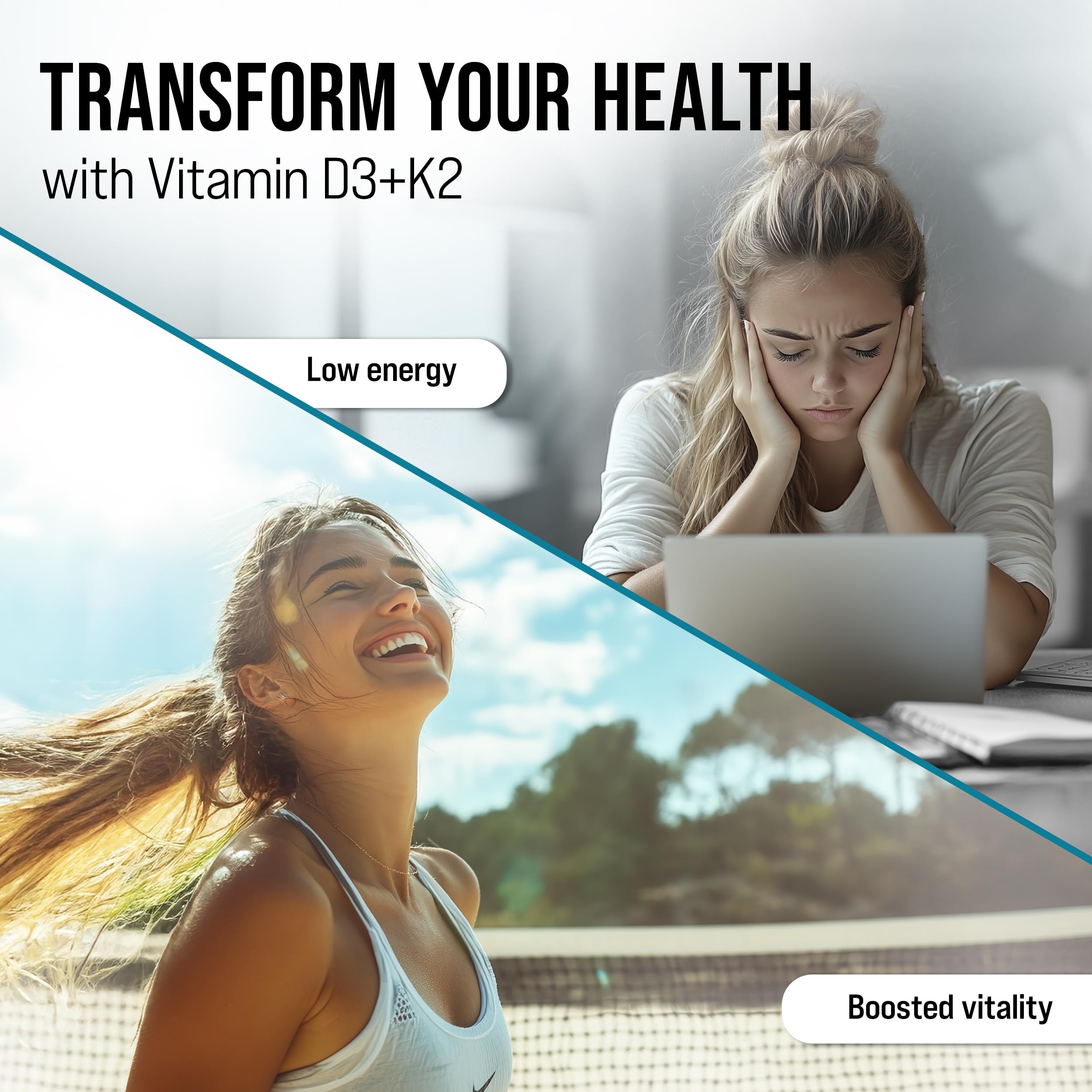 MERRY VITA Vitamin D3 + K2 Softgels in a hand