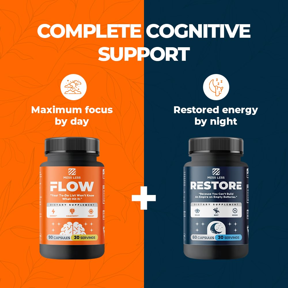 MESS LESS Restore Sleep Supplement in a lifestyle setting