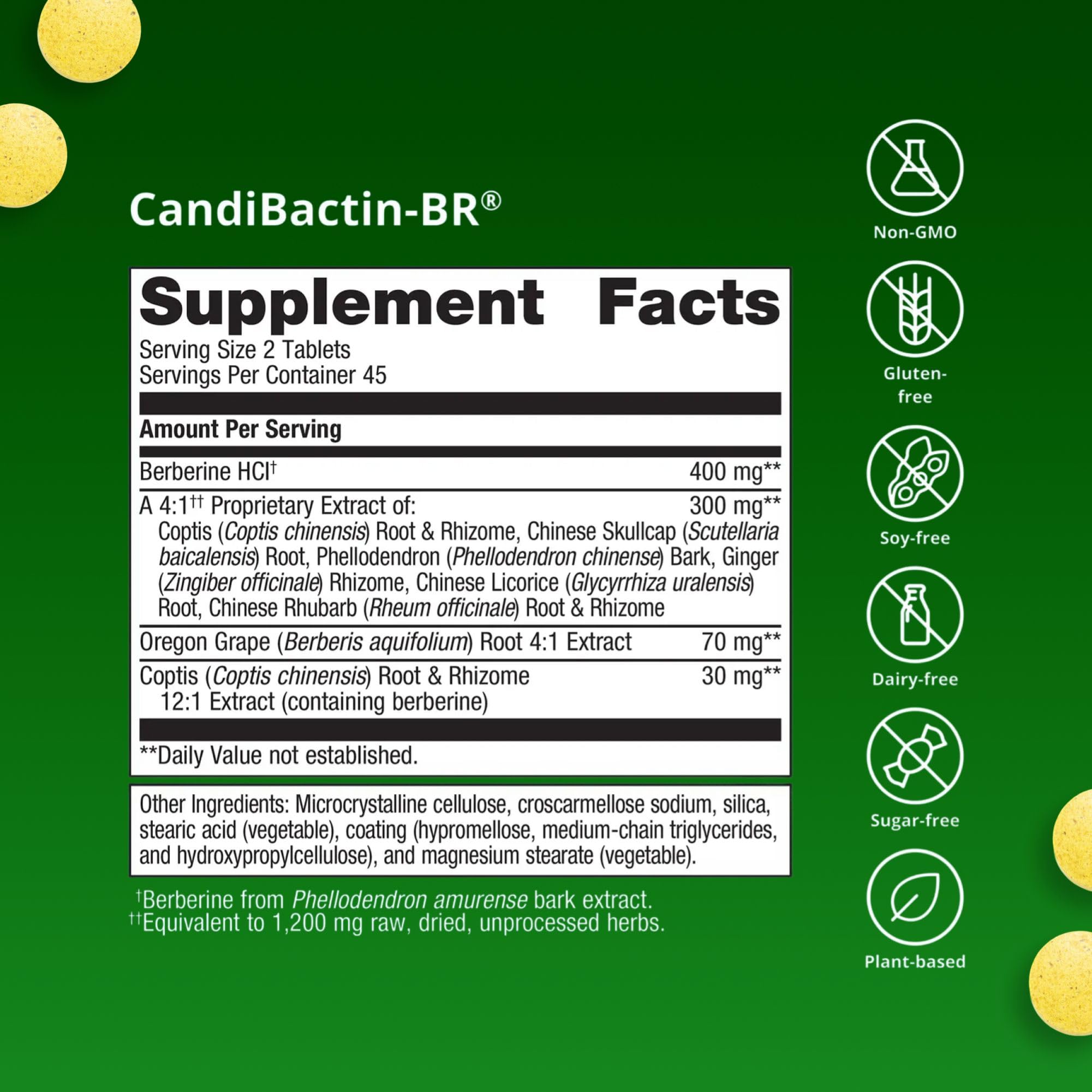 Metagenics Berberine HCl Supplement 400mg ingredients list