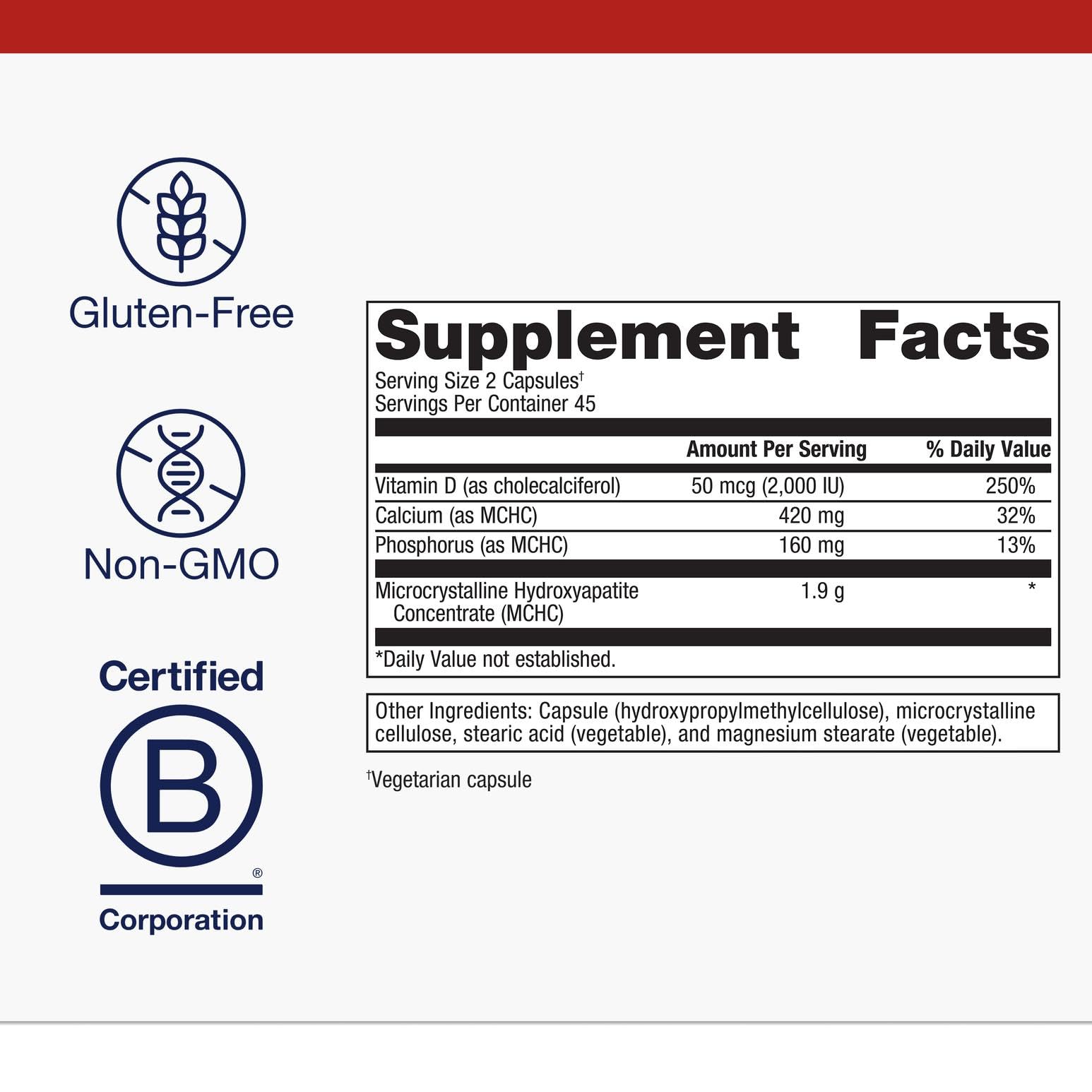 Metagenics Bone Builder Plus Vitamin D3 2000 IU ingredients list