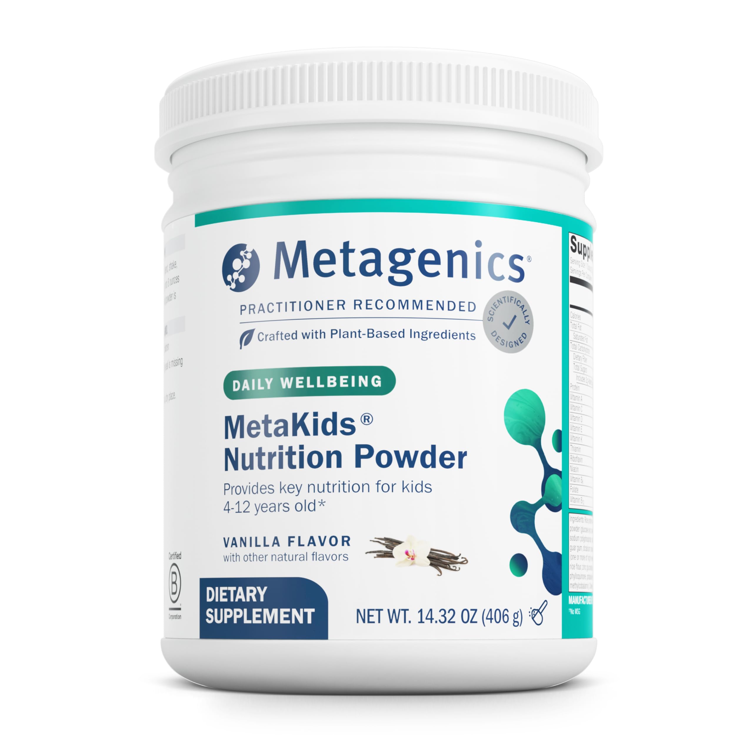 Metagenics Children's Multivitamin Vanilla Powder 378g front view
