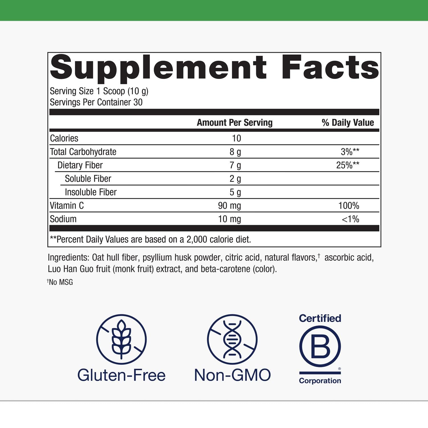 Metagenics Comprehensive Fiber Support 372g scoop with powder